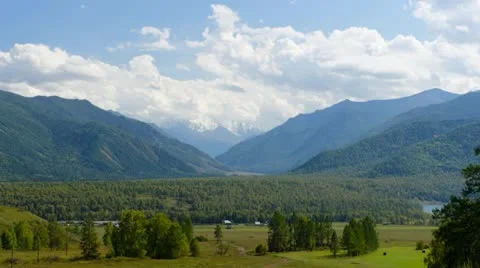 4K time-lapse of landscape view to the beautiful Belukha glacier in Altai 動画素材 12429727