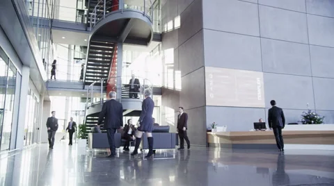 4K Time lapse of large group business people in modern corporate office building Vídeos de archivo 66570799