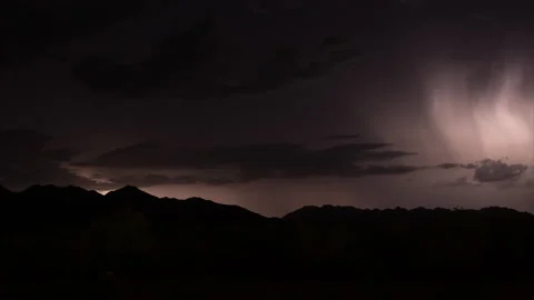 4K time lapse of a lightning storm silhouetting mountains in the Sonoran Desert 스톡 동영상 218267887