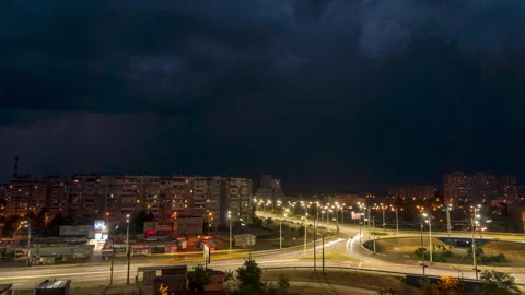 4K Time-lapse of the Lightning strike in city Stock Footage 199140872