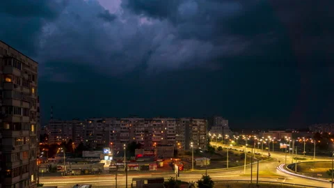 4K Time-lapse of the Lightning strike in city Stock Footage 199954937