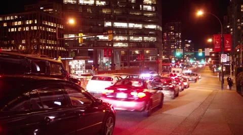 4K Time Lapse - Long exposure traffic in Vancouver Stock Footage 40031079