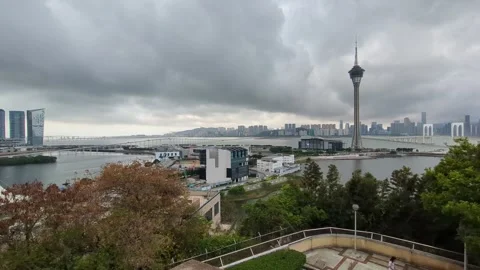 4k Time-lapse of Macau tower with heavy clouds Stock Footage 271628591