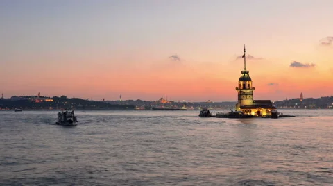 4K Time lapse of Maiden's Tower, Istanbul Stock Footage 49965257