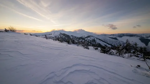 4K Time Lapse of Main ridge of the Low Tatras, National park in Slovakia, Sno Stock Footage 146759831