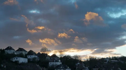 4K Time lapse of Majestic sunset landscape. European town Stock Footage 262846366
