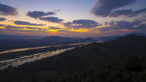 4K Time lapse of Mekong river in morning Stock Footage 146100302