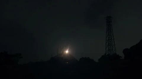 4K Time Lapse of Meteorological Station in Mountains at Night Stock Footage 59087044