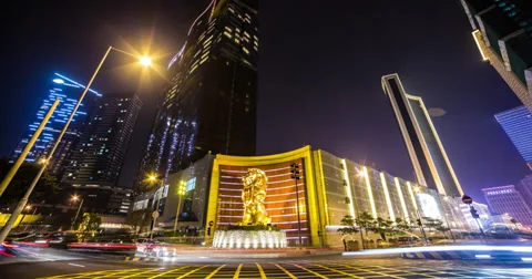 4K time lapse of the MGM Grand casino resort hotel in Macau Stock Footage 33926451