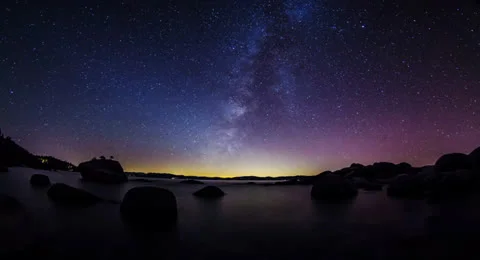 4K Time Lapse of The Milky Way over Lake Tahoe Stock Footage 24771425