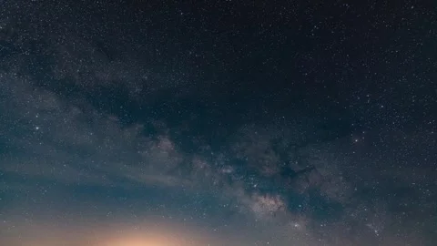 4K Time Lapse of Milky Way Galaxy Movement with Moon Rising Over Natural Stock Footage 319828598