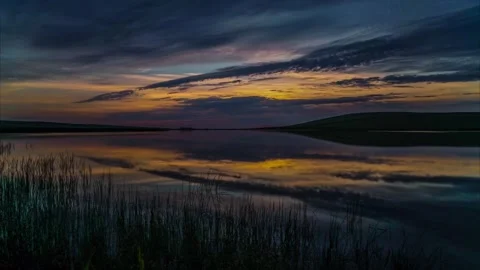 4k Time Lapse of Mirror Reflections Over the Skaill Loch in Sandwick Orkney Stock-Footage 253321398