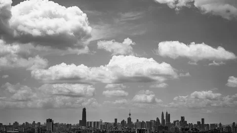 4k Time lapse of monsoon clouds over downtown Kuala Lumpur. Stock Footage 95387923
