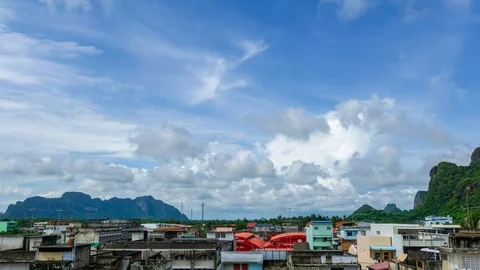 4K Time lapse monsoon clouds over Phatthalung city at Thailand. Zoom In. Stock Footage 96403089