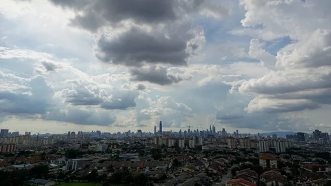 4K Time lapse of monsoon clouds over down town Kuala Lumpur, Malaysia. Stock Footage 119485953