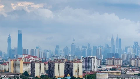 4K Time lapse of monsoon clouds over downtown Kuala Lumpur, Malaysia. Stock Footage 124965258