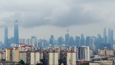 4K Time lapse of monsoon clouds over downtown Kuala Lumpur, Malaysia. Stock Footage 125026952