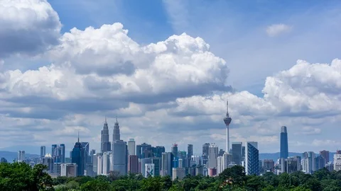 4K Time lapse of monsoon cloudy  over downtown Kuala Lumpur, Malaysia. Stock Footage 111233597