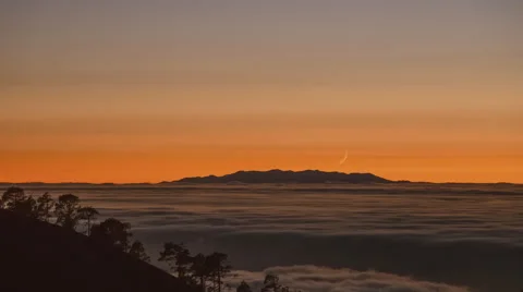 4K Time Lapse Moon Clouds Silhouette Tenerife Canary Islands Stock Footage 66787226