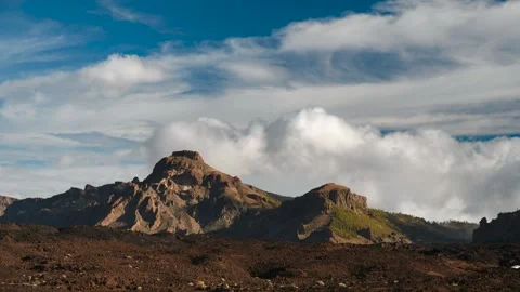 4K Time Lapse of Mount El Sombrero Covered by Moving Clouds, Tenerife Stock Footage 319958536