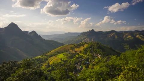 4K time-lapse of mountain range in Northern Thailand Stock Footage 143723109