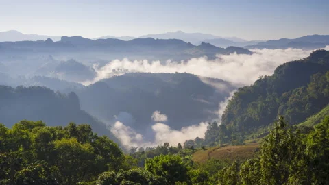 4K time-lapse of mountain range in Mae Hong Son Thailand Stock Footage 145145249