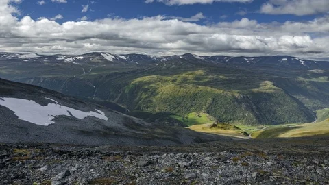 4K Time-lapse of Mountains and Clouds in Rodane National Park, Norway. Stock Footage 101053117
