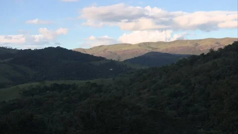 4k time-lapse from mountains in Minas Gerais state in Brazil with farms and natu Stock Footage 308594442