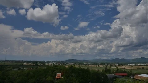 4K Time-lapse the movements of clouds,tree and river Stock Footage 76438861