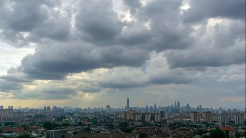 4K Time lapse moving cloud before rain over downtown Kuala Lumpur. Stock Footage 94784859