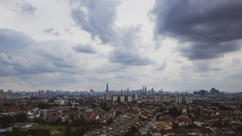 4K Time lapse moving cloud before rain over downtown Kuala Lumpur. Stock Footage 94787735