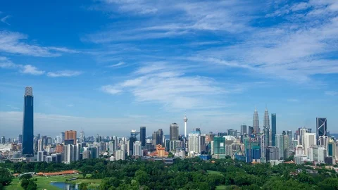 4K Time lapse of moving cloud over downtown Kuala Lumpur, Malaysia. Stock Footage 100494086