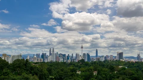 4K Time lapse of moving cloud over downtown Kuala Lumpur, Malaysia. Stock Footage 101509149