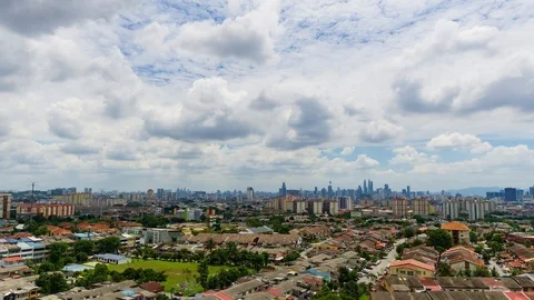 4K Time lapse of moving clouds over downtown Kuala Lumpur, Malaysia Stock Footage 89152562