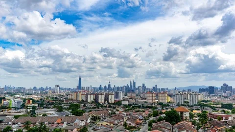 4K Time lapse of moving clouds over downtown Kuala Lumpur, Malaysia. Stock Footage 92200713