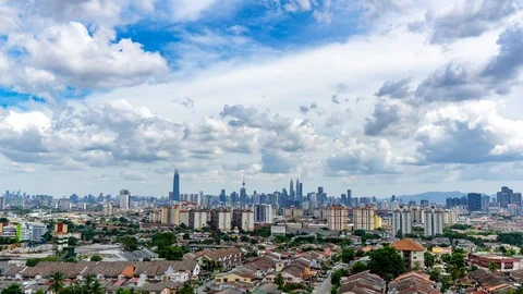 4K Time lapse of moving clouds over downtown Kuala Lumpur, Malaysia. Stock Footage 92200717