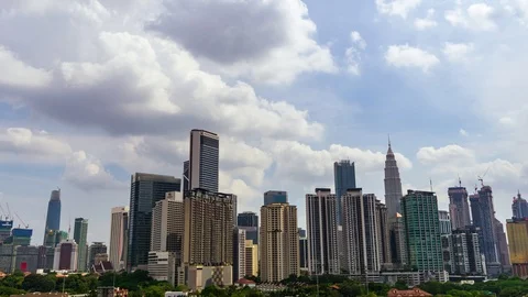 4K Time lapse of moving clouds over downtown Kuala Lumpur, Malaysia. Stock Footage 94686000
