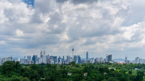 4K Time lapse of moving clouds over downtown Kuala Lumpur, Malaysia. Stock Footage 96952819