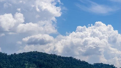 4K Time lapse of moving clouds over mountain. Stock Footage 97647308