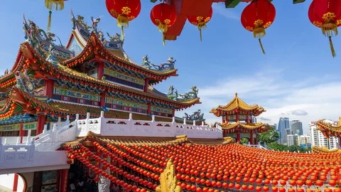 4K Time lapse of moving clouds over Thean Hou Temple Stock Footage 101507321