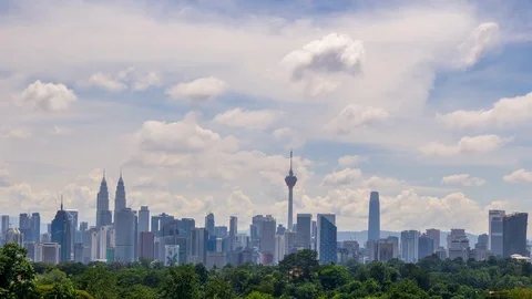 4K Time lapse of moving clouds over Kuala Lumpur, Malaysia. Zomm Out. Stock Footage 118759189