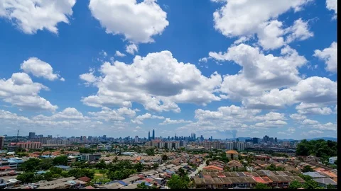 4K Time lapse of moving clouds over down town Kuala Lumpur, Malaysia. Stock Footage 127135523