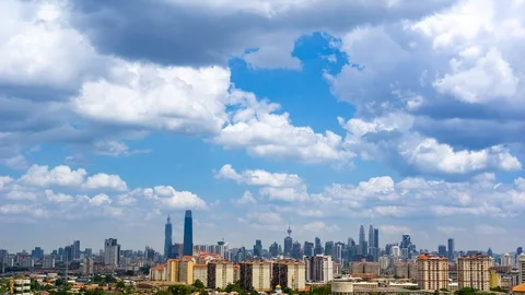 4K Time lapse of moving clouds over down town Kuala Lumpur, Malaysia. Stock Footage 128848676
