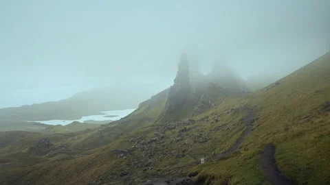 4K Time-Lapse of moving clouds over The Old Man of Storr Stock Footage 285538419
