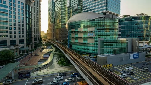 4K Time lapse of moving traffic over downtown city of Kuala Lumpur Stock Footage 100420997