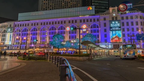 4k Time-lapse of Namba Station, Crowded of Tourist people walking at shopping Video stock 123987759