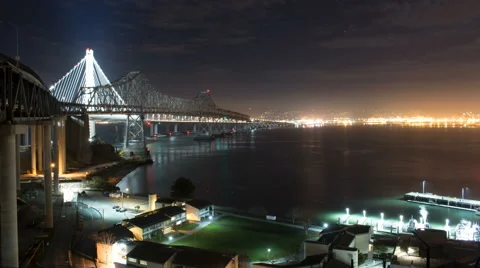 4k time lapse of the new span of the San Francisco Bay Bridge at night Stock Footage 42604617