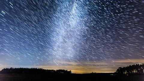 4k time-lapse with night sky with star trails.  Stock Footage 101218058