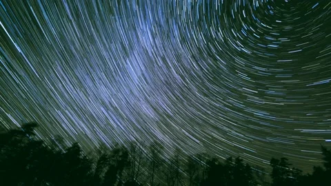 4k time lapse with night sky and trails of the stars. Stock Footage 154633494