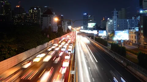 4k time lapse night traffic at Bangkok, Thailand. Vídeo Stock 104229261